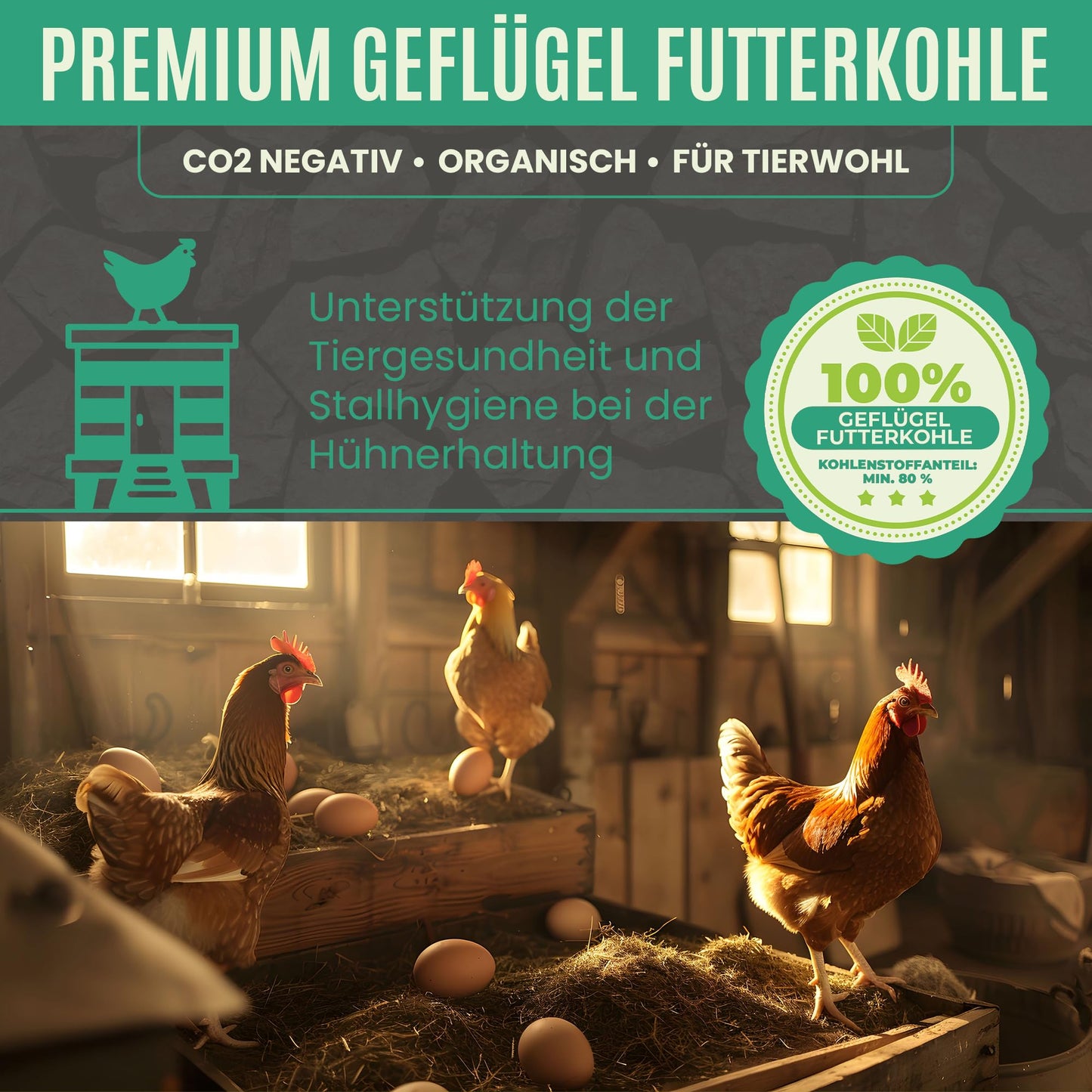 Premium Futterkohle | Futtermittelzusatz für Geflügel