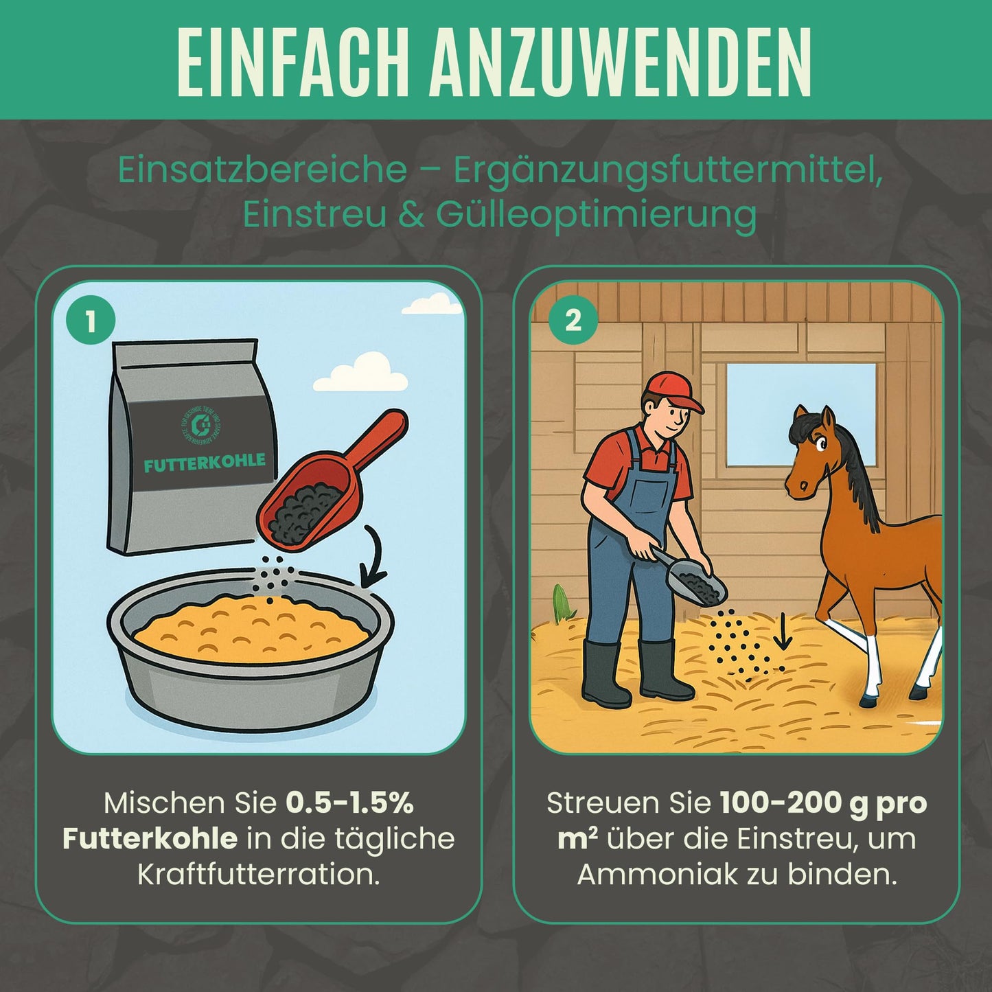 Premium Futterkohle | Futtermittelzusatz für Pferde