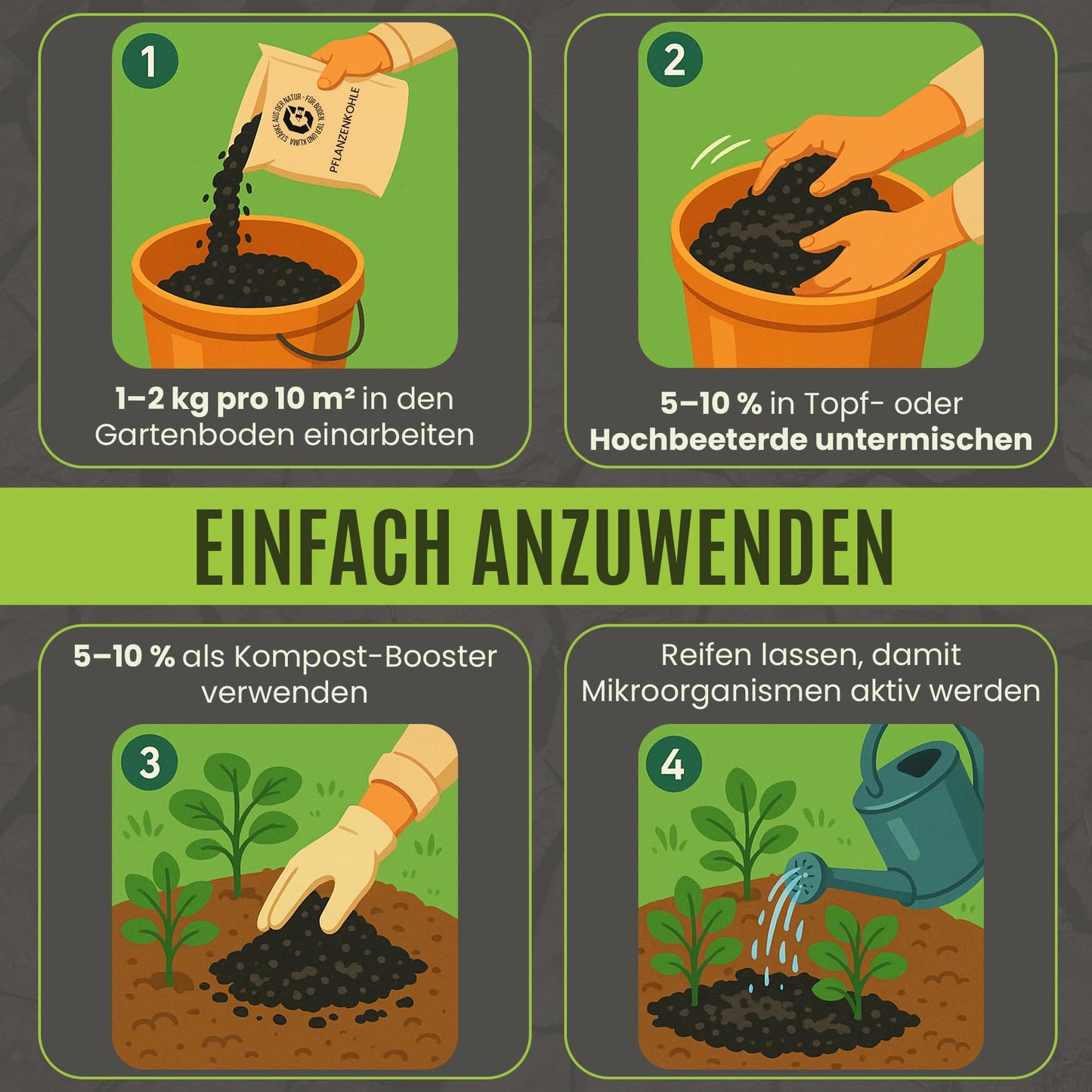 Premium Pflanzenkohle - Für Garten & Kompost