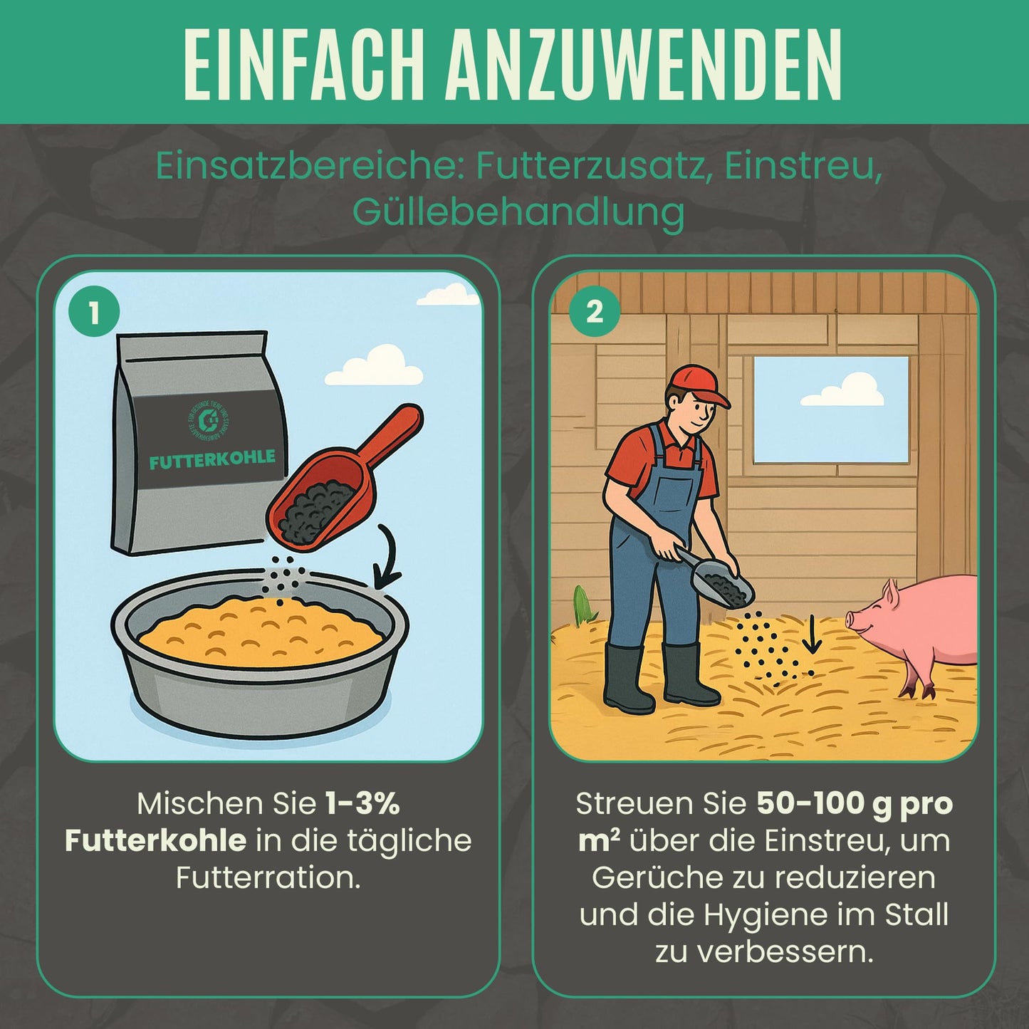 Premium Futterkohle | Futtermittelzusatz für Schweine